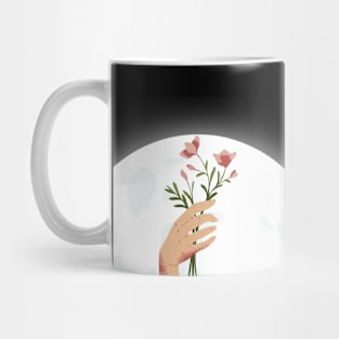 Aesthetic moon and flower design Mug